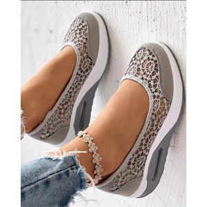 2025 Casual Contrast Lace Slip-on Sneakers Women Spring Autumn Round Toe Sports Running Shoes Femme Going Out Korean Style