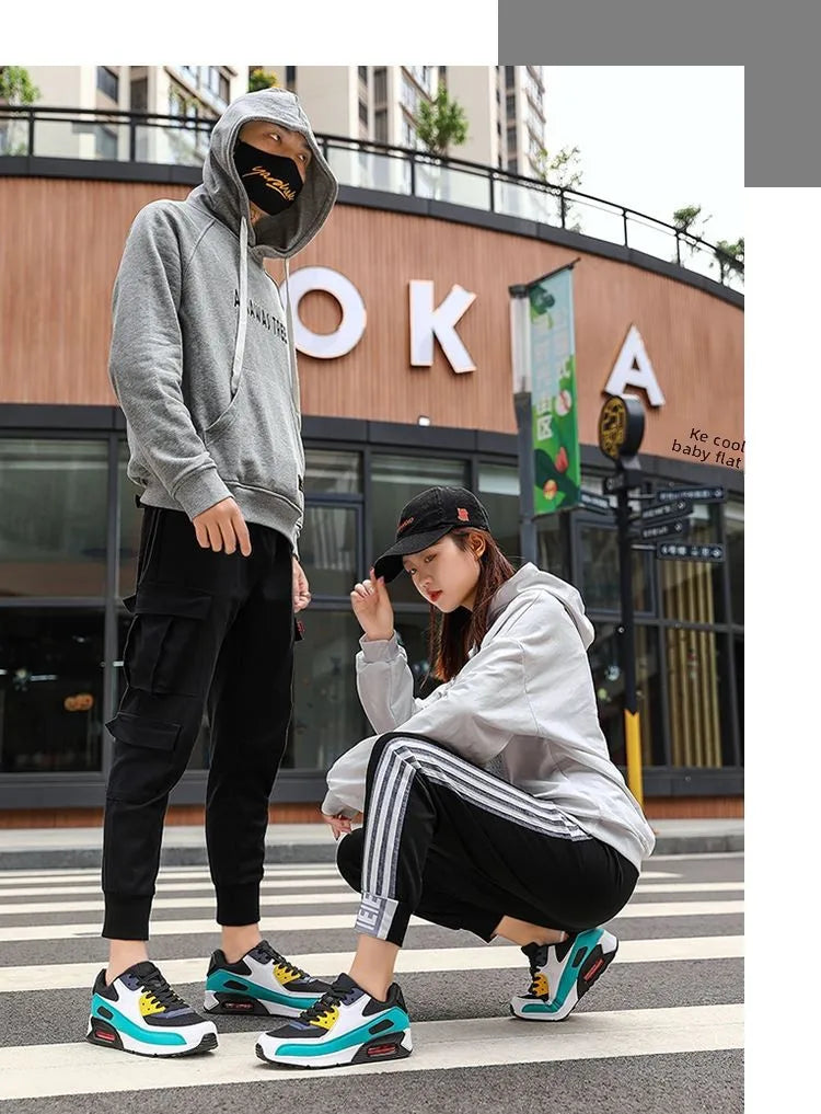 Men's Casual Breathable oes Women's Sneakers Air Cuion Comfortable Faionable round Toe Low Heel Rubber Outsole oes