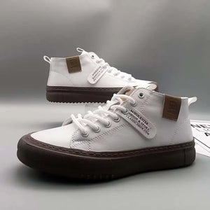 High-Top Men's Leather oes Comfortable Breathable Spor Casual Sneakers Mid-Top Board oes Trendy Brand High Sensation