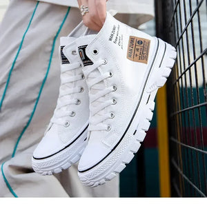 Women Men High Top Sneakers  Fashion Breathable Comfortable Sport Korean Classic Vulcanized Casual Canvas Platform Shoes