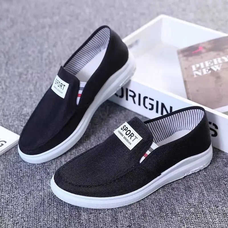 2025 Men Casual Shoes Slip on Canvas Fashion Sneakers Breathable Summer Walking Loafers Non Slip Comfortable Youth Skate Flats