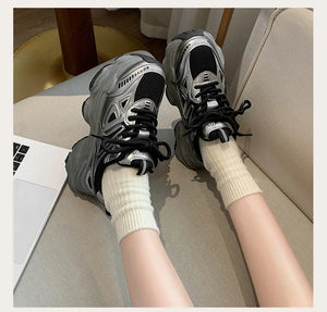 Dad sneakers for women, new spring and summer 2025 models, thick soles, height-increasing, mesh breathable, sports casual shoes