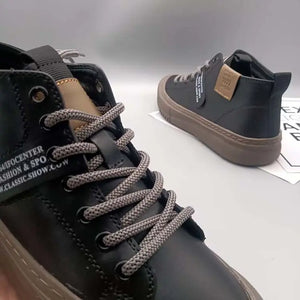 High-Top Men's Leather oes Comfortable Breathable Spor Casual Sneakers Mid-Top Board oes Trendy Brand High Sensation