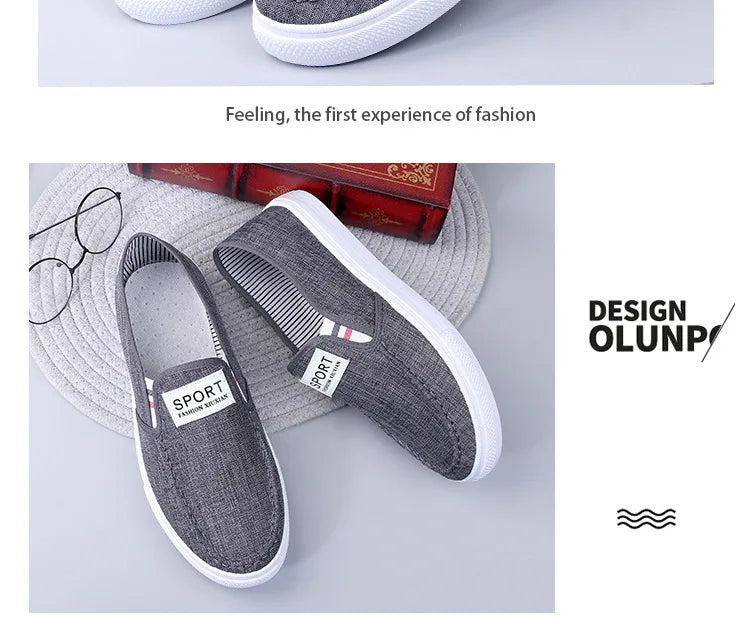 2025 Men Casual Shoes Slip on Canvas Fashion Sneakers Breathable Summer Walking Loafers Non Slip Comfortable Youth Skate Flats