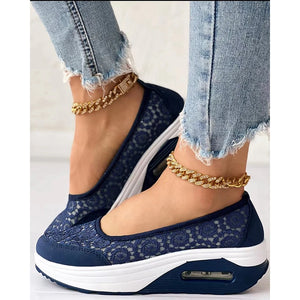 2025 Casual Contrast Lace Slip-on Sneakers Women Spring Autumn Round Toe Sports Running Shoes Femme Going Out Korean Style