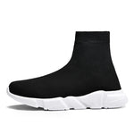 Classic Black High Top Sneakers Men Women Lightweight Socks Couple Casual Sneakers Knit Breathable Slip-on Men's Running Shoes