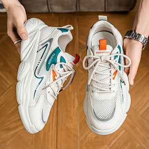 2025 Sporty Style Men's Casual Sneakers Fashion Breathable Mesh Tennis Sports Running Elastic Vulcanized Shoes Comfortable Cosy