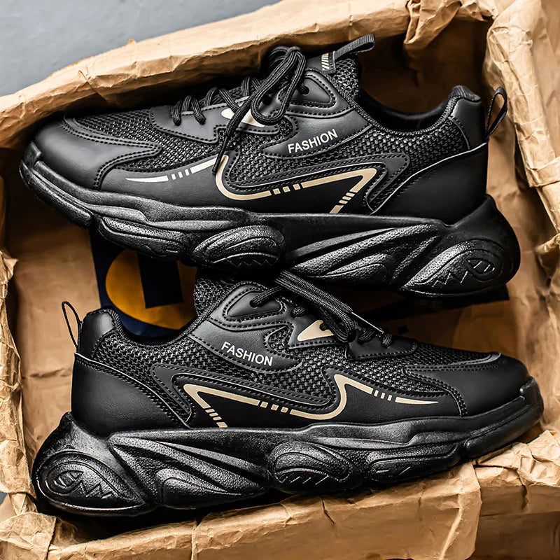 2025 Sporty Style Men's Casual Sneakers Fashion Breathable Mesh Tennis Sports Running Elastic Vulcanized Shoes Comfortable Cosy