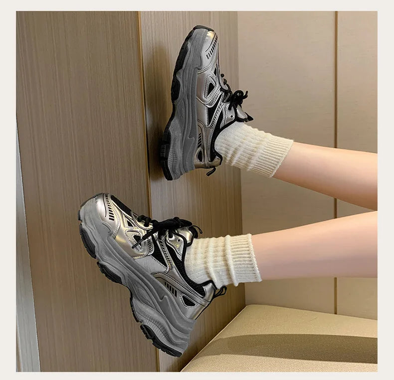 Dad sneakers for women, new spring and summer 2025 models, thick soles, height-increasing, mesh breathable, sports casual shoes