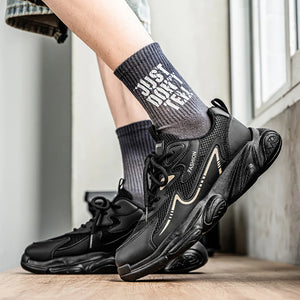 2025 Sporty Style Men's Casual Sneakers Fashion Breathable Mesh Tennis Sports Running Elastic Vulcanized Shoes Comfortable Cosy
