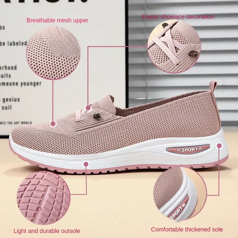 Women's Shoes 2025 Casual Sneakers Breathable Chunky Sole Pink Free Shipping
