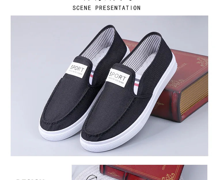 2025 Men Casual Shoes Slip on Canvas Fashion Sneakers Breathable Summer Walking Loafers Non Slip Comfortable Youth Skate Flats