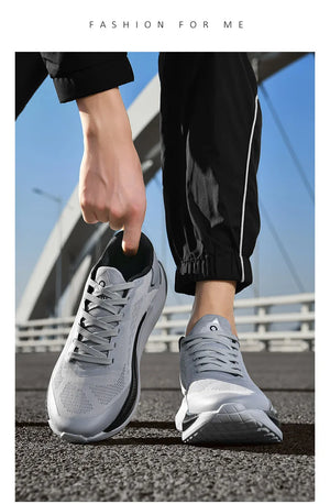 Designed Sneakers Shoes For Men Casual Sports Running Shoes Comfortable Breathable Light Shock Absorption Outsole Walking White